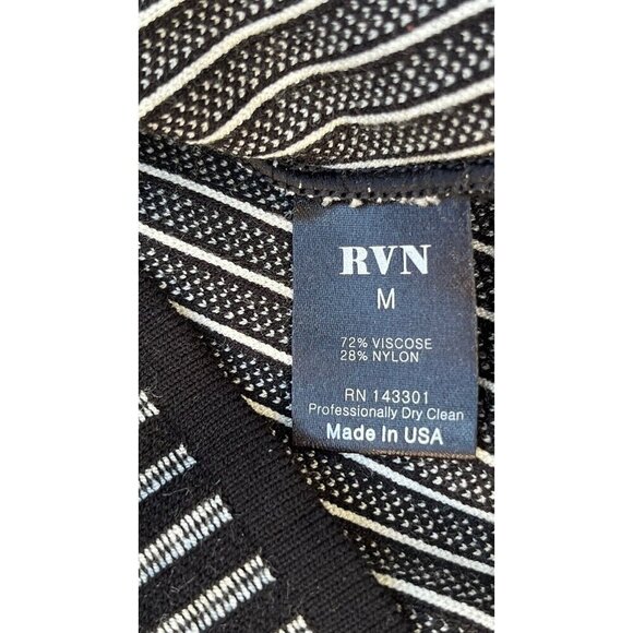 RVN Womens Black Striped Ribbed Long Sleeve Stretch Knit Striped Top  Dash - Picture 6 of 13